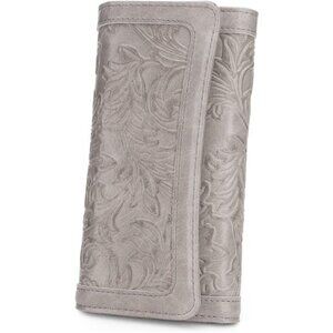 Trifold Embossed long Clutch Card Holder